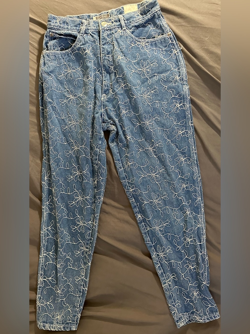 Embroidered Light Blue Slim Straight Kid Jeans